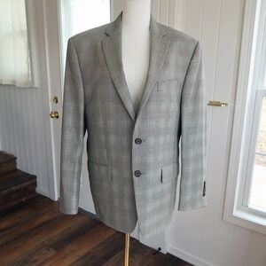Ralph Lauren Mens Glen Plaid Blazer 40S Gray Silk Wool Blend Sport Coat Jacket